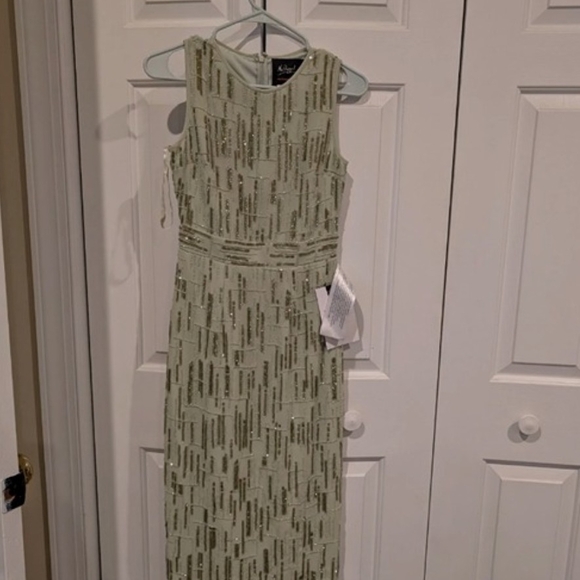 NWT Mac Duggal Beaded Sleeveless Midi Dress Saffron Size 0 Sage #93597 - Picture 4 of 9